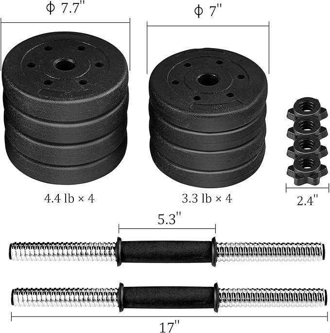 Yaheetech Adjustable Dumbbells Weight Set Dumbbell Weights Exercise 4 Spinlock