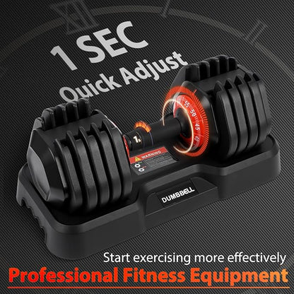 Adjustable Dumbbell Set, 55 lb Single Dumbbell Fast Adjust Dumbbell Weight for Exercises,Dumbbells with Anti-Slip Handle and Weight Plate for Men and Women Home Gym Workout Equipment (55, Pounds)