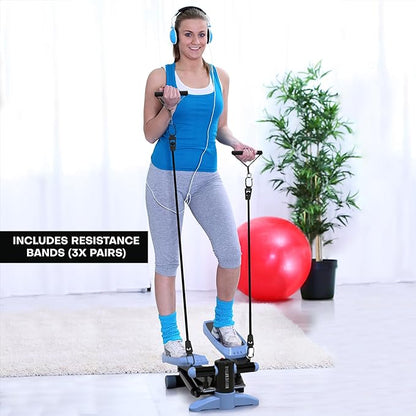 Mini Stepper & Stair Climber Machine - w/Resistance Bands Set - Built in Monitor by Nordic Lifting