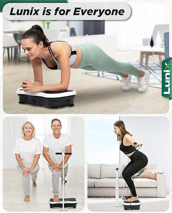 Lunix LX18 Whole Body Vibration Plate with Handles & Magnetic Acupoints, Power Plate Vibration Platform, Vibration Plate for Lymphatic Drainage, Vibrating Exercise Machine, with Phone Holder