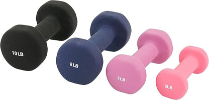 Sunny Health & Fitness Neoprene Coated Hex Shaped Dumbbell Non-Slip Fitness Weights for Home Gym Exercise, Full Body Workout Strength Building, Weight Loss, Sold in Pairs - Sizes - 2LB, 5LB, 8LB, 10LB