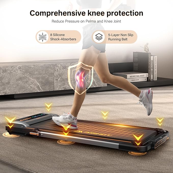 Walking Pad Treadmill, 2.5HP Under Desk Treadmill with Remote Control & LED Display, Quiet Desk Treadmill for Compact Space, Portable Treadmill for Home Office Use