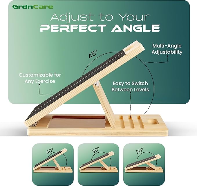 Calf Stretcher - Slant Board for Calf Stretching, Wooden, Portable Calf Stretch Board for Physical Support and Reducing Injury Risk