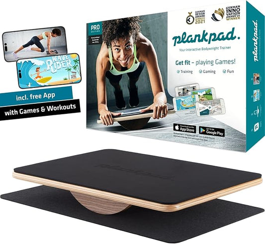 Plankpad Pro Get fit Playing Games & Workouts; Plank & Balance Board with free iOS/Android App & 10 Games; Dynamic Abs & Core Fitness Training; Only 3 Minutes a Day