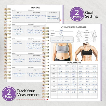 2025 Fitness Workout Journal Planner for Women & Men, from JAN 2025 - DEC 2025 Exercise Planner, 6.4" x 8.3" Fitness Tracker Journal Essentials for Goals, Tracking, Gifts with PVC Plastic Cover,Purple