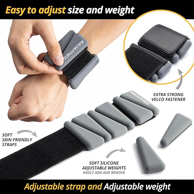 Wrist & Ankle Weights, Adjustable Bands for Women & Men Workouts, Set of 2 (1lb or 2lb each / 1kg or 2kg total). For Running, Jogging, Walking, Yoga, Dance, Pilates, Aerobics, Strength Training