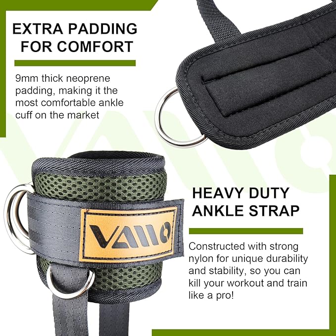 Ankle Straps for Cable Machines,Adjustable Comfort fit Neoprene, Reinforce Double D-Ring - Premium Ankle Cuffs to Improve Abdominal Muscles, Lift The Butts, Tone The Legs for Men & Women