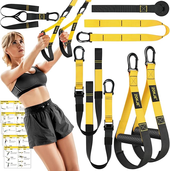 Home Resistance Training Kit, Bodyweight Resistance Straps for Full-Body Workout, 2 Adjustable Workout Straps with Handles, Door Anchor, Supports Up to 500Lbs, All-in-ONE Home Gym Equipment