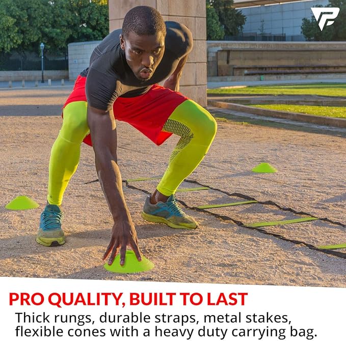 Pro Agility Ladder and Cones - Speed and 15 ft 12 Cones