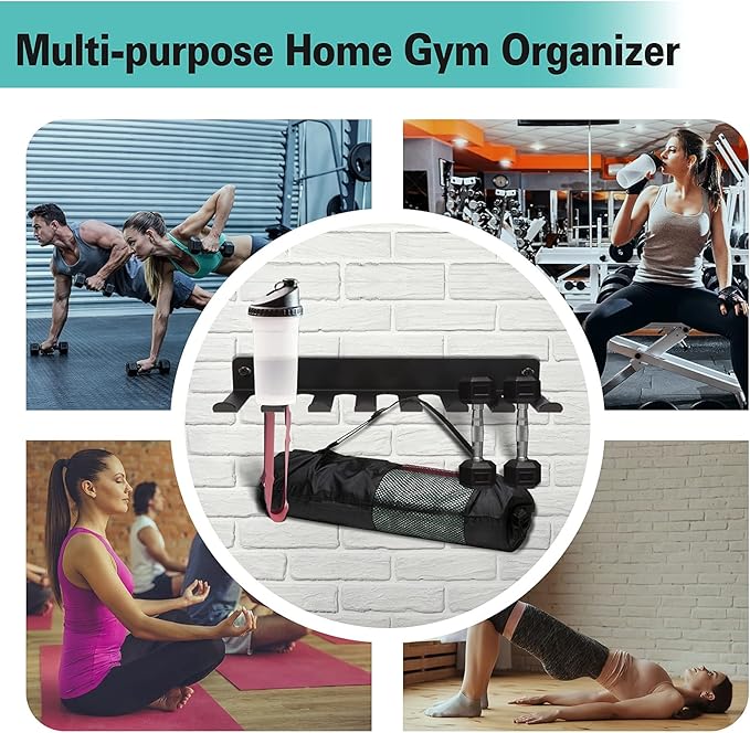 Home Gym Storage Rack, Barbell Rack Weight Room Organizer Prong Gym Equipment Storage Rack for Gym Accessories Like Fitness Bands,Resistance Bands,Straps,Foam Rollers,Barbell