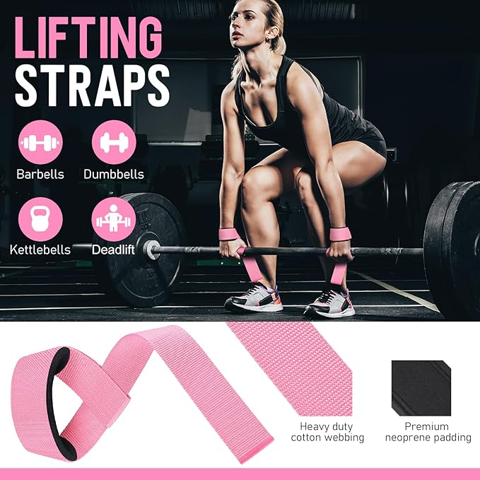 WALITO 8Pcs Barbell Pad Set for Hip Thrust - Squat Pad for Barbell Lunges, Bench Press, with 2 Gym Ankle Straps, 3 Resistance Bands for Working Out, 2 Lifting Strap, Carry Bag