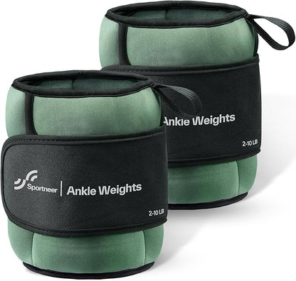 Sportneer Adjustable Ankle Weights for Women and Men 1 Pair of 4 8 12 16 20 LBS Heavy Weighted Leg Weights with Adjustable Straps, Strength Training Weights for Yoga, Aerobics, Gym, Fitness, Workout