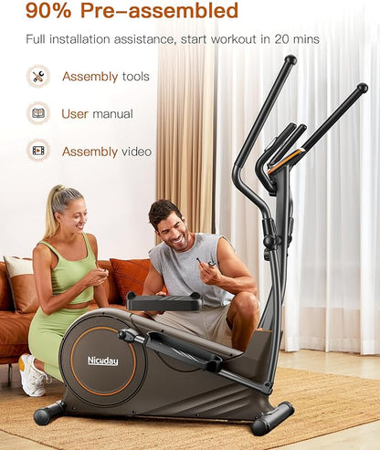 Niceday Elliptical Machine 15.5IN-18IN Stride, 16 Resistance 400LBS Loading