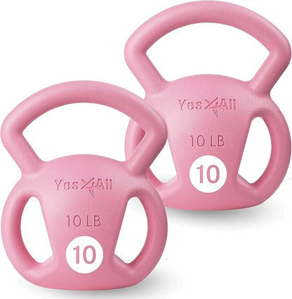 Yes4All Kettlebell 10&15lb Weight with Wide Multigrip Handle for Dumbbell Weights Exercises, Full Body Workout Equipment