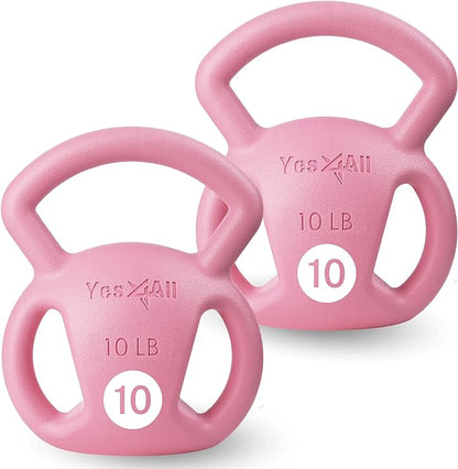 Yes4All Kettlebell 10&15lb Weight with Wide Multigrip Handle for Dumbbell Weights Exercises, Full Body Workout Equipment