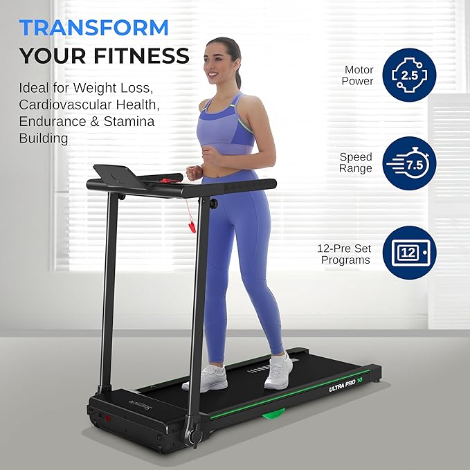 SereneLife Foldable 2 in1 Treadmill & Walking Pad with Remote Control, Compact Under Bed, 2.5 HP, App Support, Easy Assembly and Storage, for Walking or Jogging, 265lbs Capacity