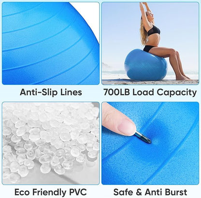 APEXUP Yoga Ball Exercise Ball, Pilates Ball, Anti Slip Stability Ball, Heavy Duty Gym Ball for Fitness, Balance, Core Workout, Physical Therapy