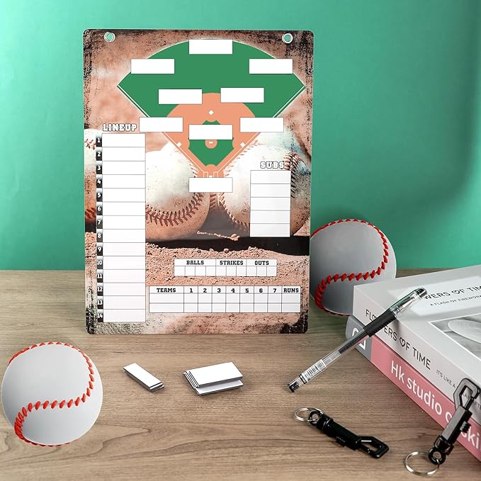 Magnetic Baseball Clipboard for Coaches,Dry Erase Softball Baseball Lineup Board for Dugout,Baseball Scoreboard with 60 Lineup Cards Baseball Equipment Accessories for Baseball Coach Gifts