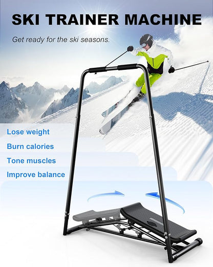 Ski Machine, Sking Simulator Trainer, Low-Impact Plyometric Exercises, Full-Body Workout with Resistance, Smooth Motion, Cardio Fitness Equipment for Home Gym