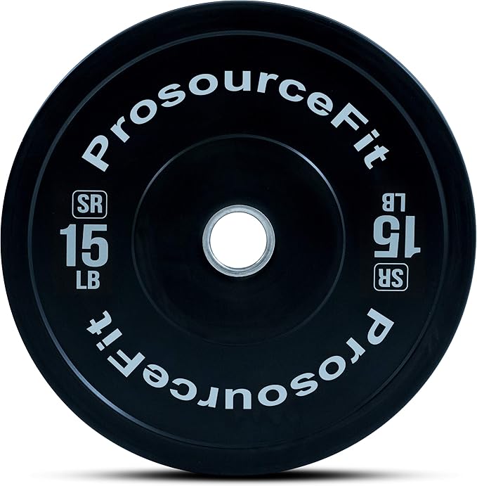 ProsourceFit Solid Rubber Bumper Plates (Sold Individually) with Steel Insert, Power Lifting, Strength Training