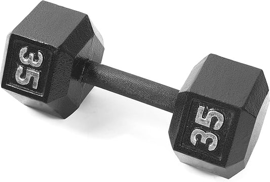 CAP Barbell Black Cast Iron Hex Dumbbell | 5-120 LBs | Single or Pair