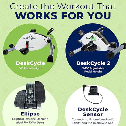 DeskCycle Ellipse Leg Exerciser - Under Desk Elliptical Machine and Foot Pedal Exerciser - Leg Exerciser While Sitting - Compact Under Desk Exercise Equipment