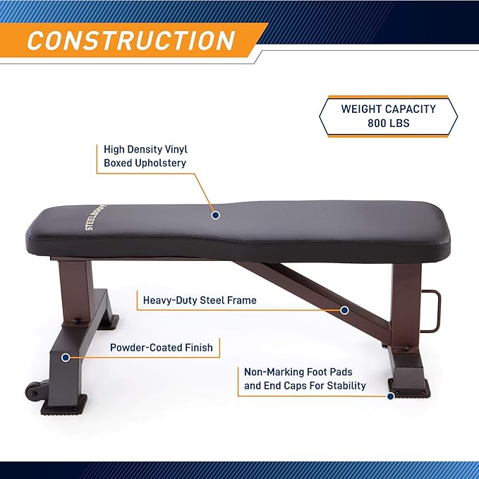 Steelbody Deluxe Utility Weight Bench for Home Gym Weightlifting and Strength Training