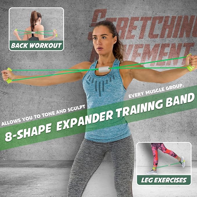 18Pcs Resistance Bands Set for Women, 5 Stackable Exercise with Handles, Loop Bands, Jump Rope, Figure 8 Band, Ideal Home, Gym Fitness, Yoga, Full Body Workout