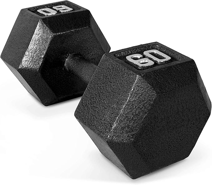 CAP Barbell Black Cast Iron Hex Dumbbell | 5-120 LBs | Single or Pair