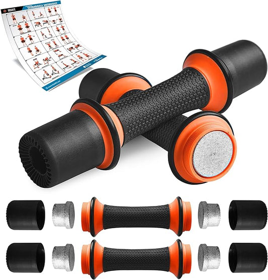 SQUATZ 5 lbs. Dumbbell Weight Set - Adjustable Weight All-in-One Versatile Dumbbells for Women, Non-Slip Neoprene Ideal for Common Movement and Multi Functional Exercise, Home Gym Training