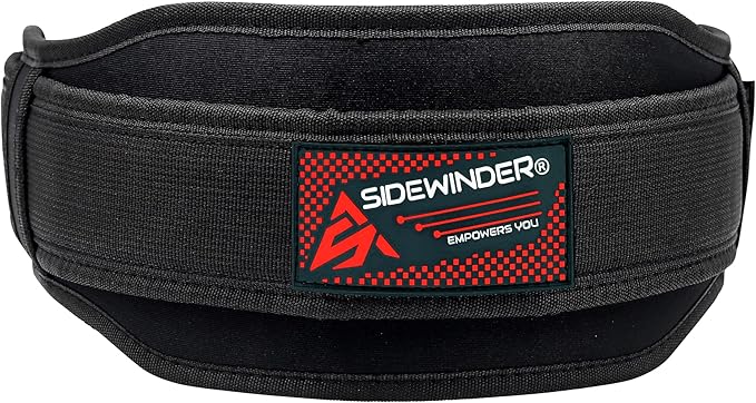 SideWinder Weight Lifting Belt for Serious Crossfit, Powerlifting Gym Training Fitness Workout Deadlifts Double Padded Back Support