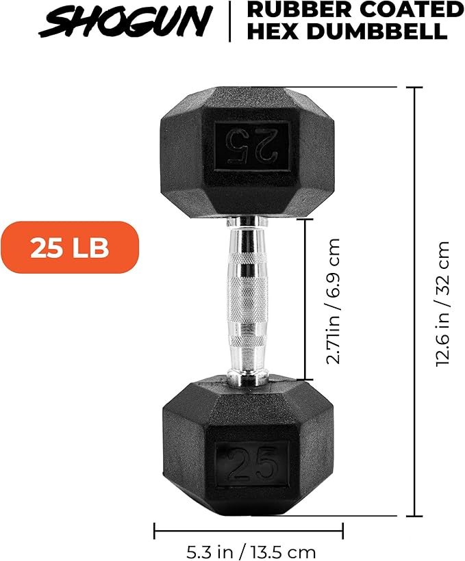 Shogun Hex Dumbbells. Available Hex Dumbbells from 5-55 LBS For Home Workouts, Weight & Strength Training. 5 to 20 LB Hex Dumbbells Sold in Pairs. 25 to 55 LB Hex Dumbbells Sold as Single.