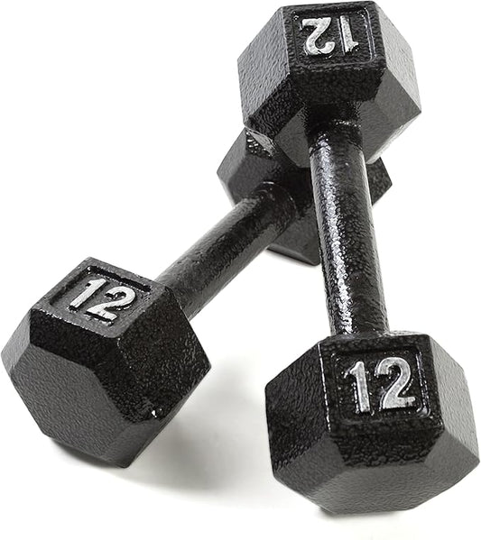 CAP Barbell Black Cast Iron Hex Dumbbell | 5-120 LBs | Single or Pair