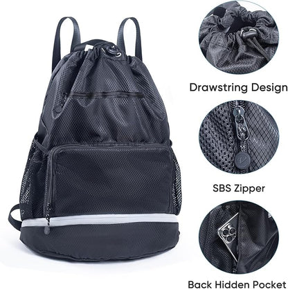 Swim Bag Beach Backpack Sports Drawstring Backpack - Gym Bag - Kids Swim Backpack Mens Beach Bag, Workout Bag