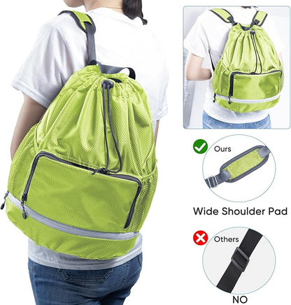 Swim Bag Beach Backpack Sports Drawstring Backpack - Gym Bag - Kids Swim Backpack Mens Beach Bag, Workout Bag