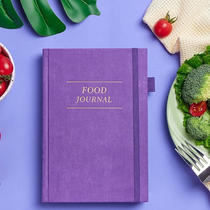 Food Journal, Weight Loss Journal for Women, Food Diary to Track Meals, A5 Size Calories Counter Book, 180 Days Diet Wellness Planner for Healthier Lifestyle -Purple