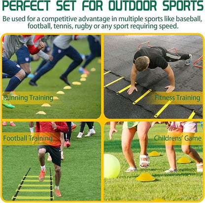 Agility Ladder Speed Training Equipment Set 20ft Agility 4 Agility 12 Disc 1 Jump 4 Stakes 5 Bands