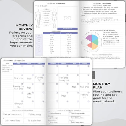 Clever Fox Fitness & Food Journal – Nutrition & Workout Planner for Women & Men – Diet & Gym Exercise Log Book with Calendars, Diet & Training Trackers - Undated, A5 Size, Hardcover (Grey)