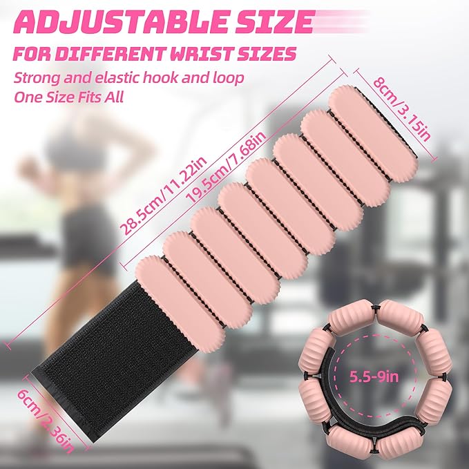 Ankle Weights for Women,Adjustable Ankle and Wrist Weights for Women 2 Lbs Set of 2 (1 Lb Each),Wearable Wrist Leg Arm Weights for Walking Yoga Pilate Barre Gym