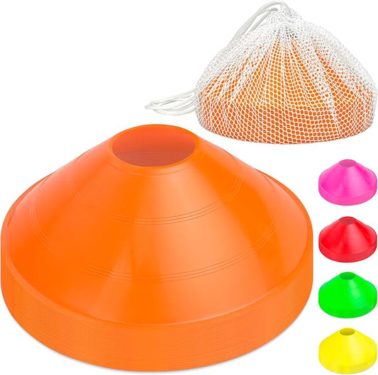 GoSports Premium Sports Cones for Agility Training and Drills - 20 Pack with Tote - Orange, Green, Pink, Yellow, or Red