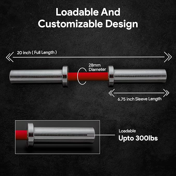 Olympic Dumbbell Handle – 2 Inch Loadable Dumbbell Bar Heavy Duty Handle for Gym Workouts, Exercise, Training, Bodybuilding, Cross Training and Weightlifting