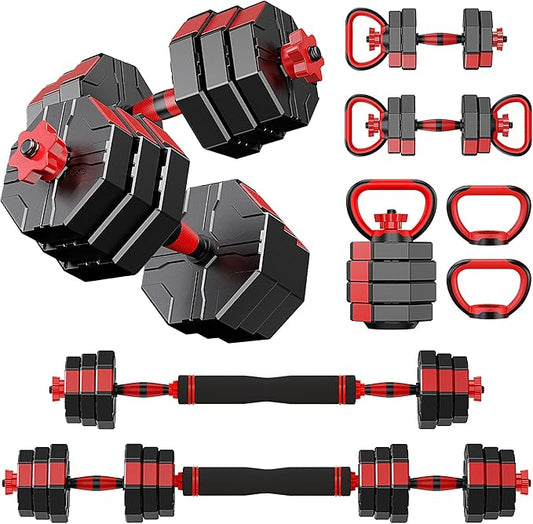 4-in-1 Adjustable Dumbbell Set – Octagonal Anti-Roll Design