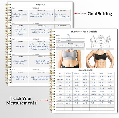 Fitness Journal Workout Planner for Men & Women, A4(8.5" x 11") Workout Journal Log Book Planner for Track Gym Essentials, Home Workouts, Track Progress, Achieve Goals, Black