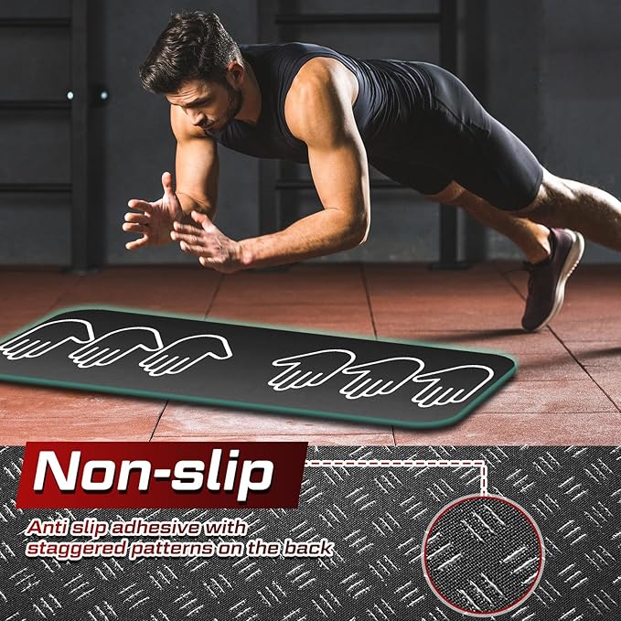 Push up Training Exercise Mat with Hand Placement Marks to Target and Train Muscle Groups 13.8 x 31.5 Inch Non Slip Portable Push up Pad Home Workout Equipment for Floor Muscle Exercise, Gift for Men