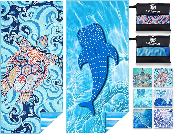 Microfiber Thin Lightweight Beach Towel Sand Free Quick Dry Absorbent Compact Towels for Swimming Pool Camping Beach Accessories Large Easy Pack Travel Things for Vacation Essentials Adult Gift