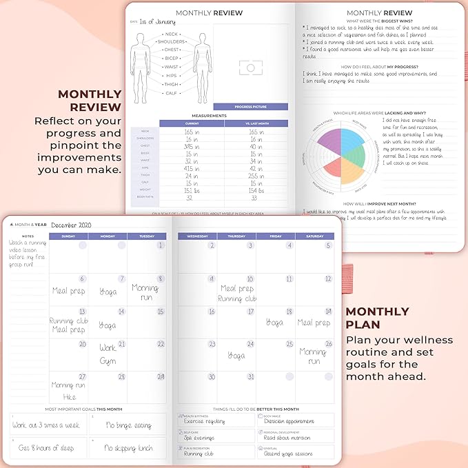 Clever Fox Fitness & Food Journal – Nutrition & Workout Planner for Women & Men – Diet & Gym Exercise Log Book with Calendars, Diet & Training Trackers - Undated, A5 Size, Hardcover (Light Pink)