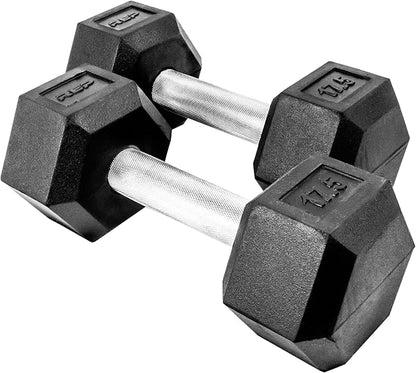 Rep Fitness Rubber Hex Dumbbell(s) - Singles (55LB +) and Pairs (5LB - 50LB) - Low Odor, Fully Knurled Handle