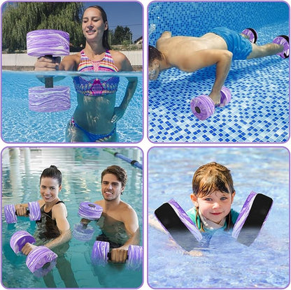 Water Aerobics Set for Aquatic Exercise, New Upgrade Aquatic Exercise Dumbbells and Foam Swim Aquatic Cuffs with Detachable Velcro, Aquatic Fitness Equipment for Water Workouts