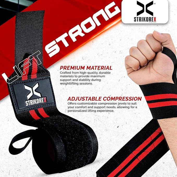 Wrist Straps for Weightlifting with Support for Men & Women 18", Gym Lifting Flexible Fit & Stiff Wrist Straps Workout Equipment,Powerlifting Strength Training & Push Ups