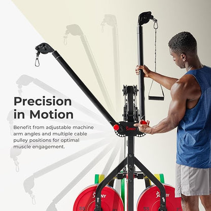 Sunny Health & Fitness Multifunctional Strength Training All in One Home Gym 500 LB Max Load Weight, Adjustable Arm Angle, Resistance Band Feature, Olympic Weight Holder Workout Equipment - SF-HG92401